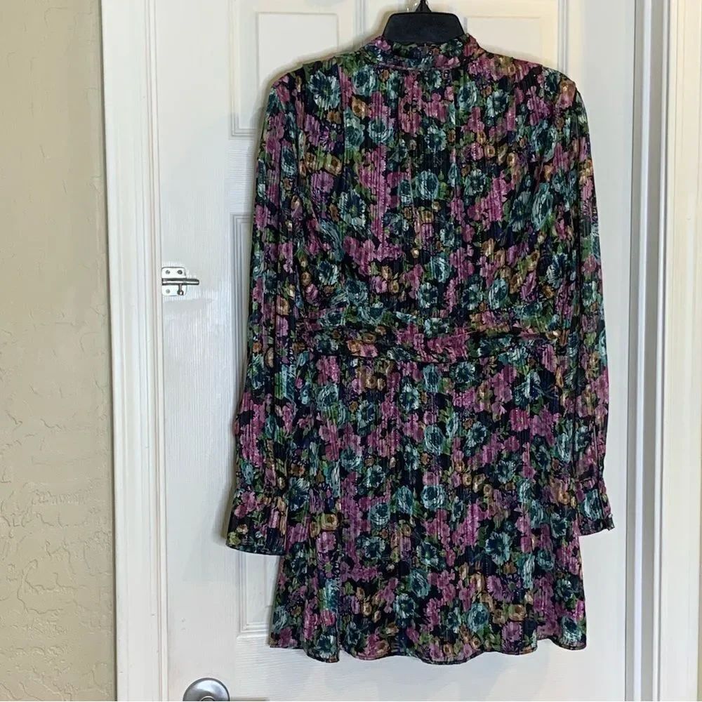ZARA FLORAL DRESS WITH METALLIC THREAD Size Large - Picture 7 of 16
